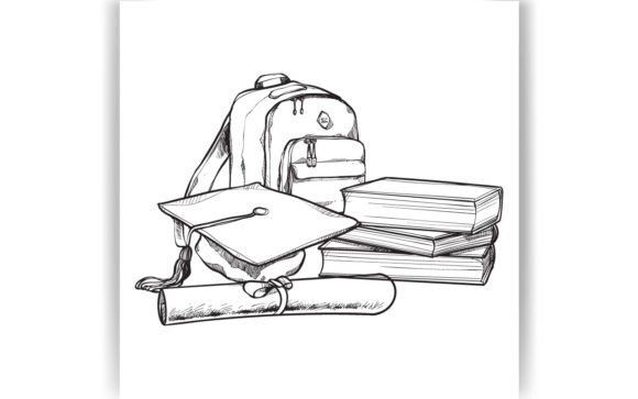 Back to School Bag with Book Big Doodles Graphics