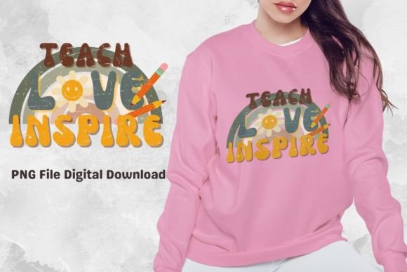 Back to School Teach Love Inspire Retro Graphics