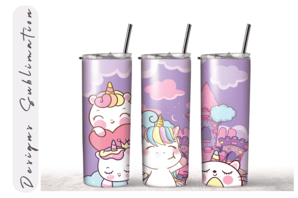Cat Unicorn Back to School Tumbler Wrap: Graphics & Print Templates