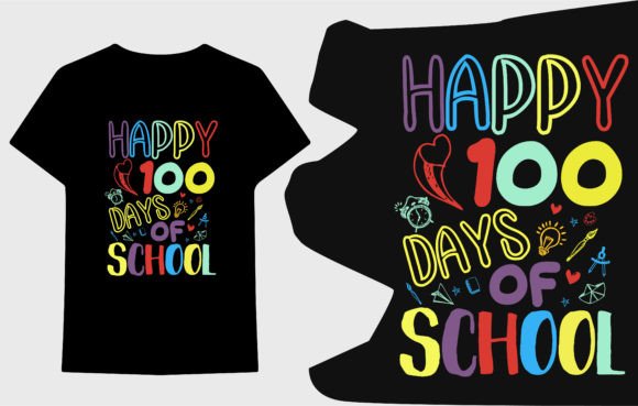 Happy 100 Days of School Graphics & T-Shirt Designs