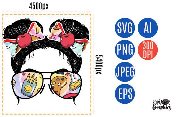 Messy Bun Back to School Little Miss Graphics & T-Shirt Designs