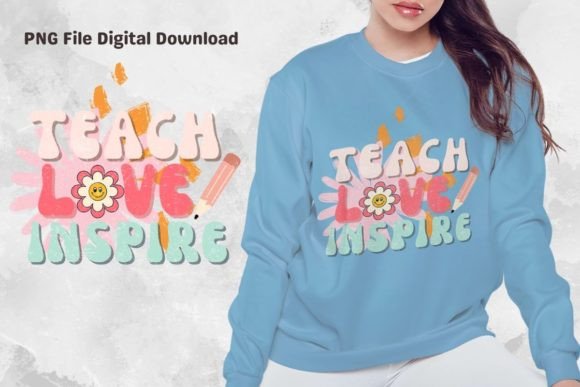 Retro Teach Love Inspire Graphics & T-Shirt Designs